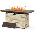 Pizzello Caldo- 43" Propane Fire Pit Table Rectangular Faux Stone Firepit Table