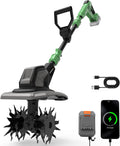 WORKPROX 20V Cordless Tiller Cultivator, 4×12 Durable Steel Tines, 8-Inch Wide & Deep Garden Rototiller, 4.0Ah Battery Powered, Electric Cultivator for Soil, Lawn & Garden