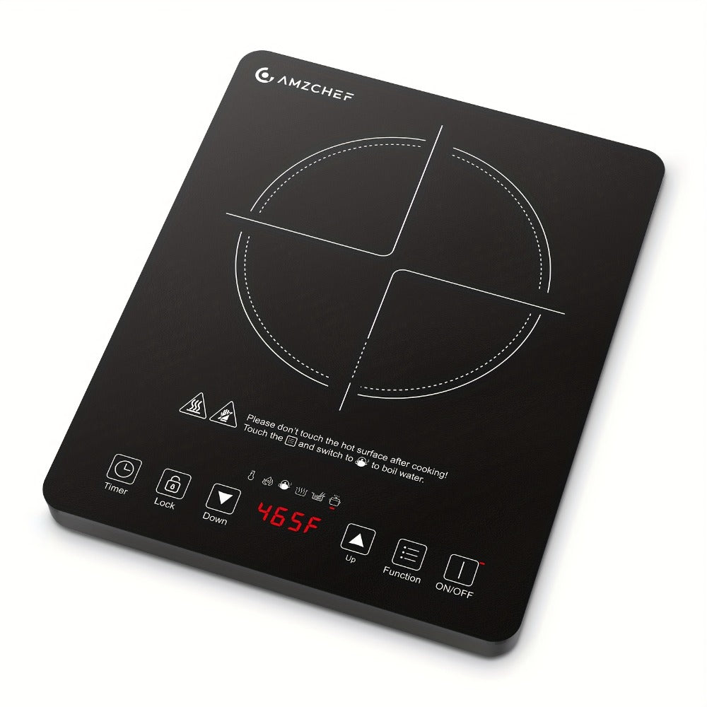 Induction Cooktop 1800W Single Burner Countertop Induction Cooker with Touch Control Timer for Home Cooking, Dining and Outdoor Meals