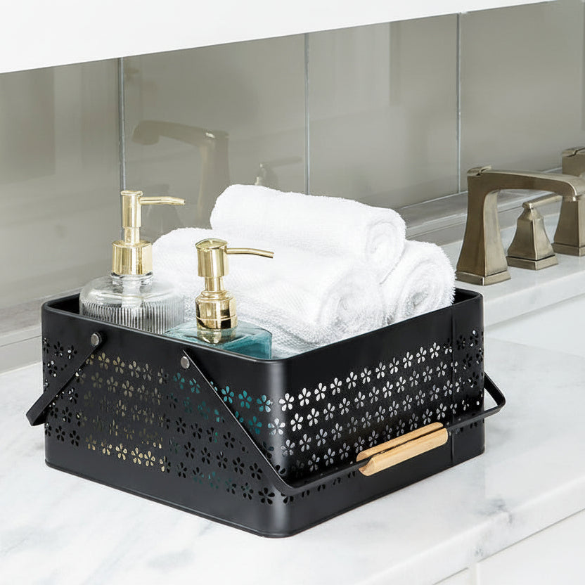 Metal Storage Organizer Caddy With Handles