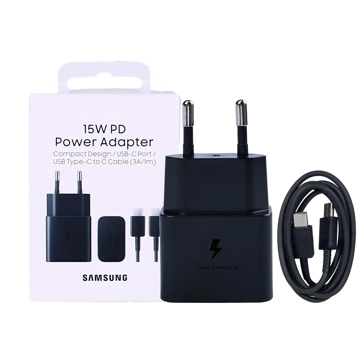 Samsung Fast Charger Ep-T1510xbegeu Usb-C With Cable 100cm 15w Black Original Retail Box