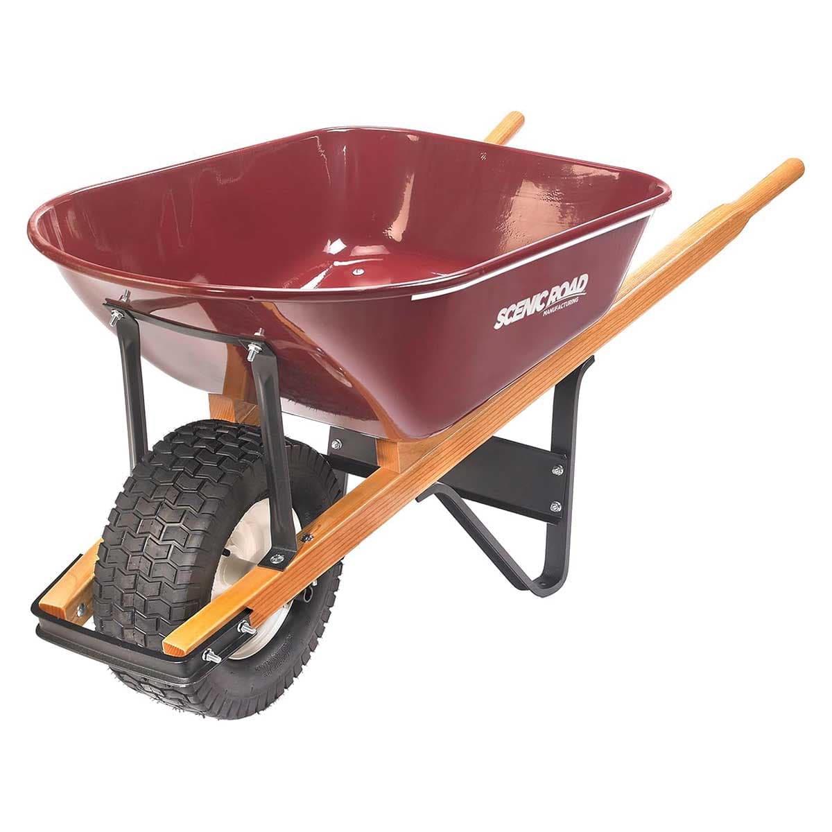 Scenic Road 6 Cu Ft Steel Wheelbarrow with Turf Tire