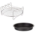 Air Fryer Accessories, 6" Pizza Pan, Multi-Purpose Rack With Skewers, Set Of 2