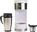 Kenmore Single Serve Coffee Maker – Compatible with Keurig K‑Cup Pods & Ground Coffee, One Cup Brewer, 6–12 Oz Brew Sizes, Travel Mug Friendly, Auto Shut‑Off, Hot & Iced Maquina de cafe, White