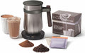 Hot & Cold Drinking Chocolate System - The ALL-NEW Velvetiser from Hotel Chocolat - Kit includes hot chocolate maker, 10 serving taster box, mug and glass - Pewter Edition