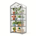 4 Tier Mini Greenhouse for Indoor Outdoor Plants, Portable PE Cover Greenhouse with Rack Stand for Seedlings
