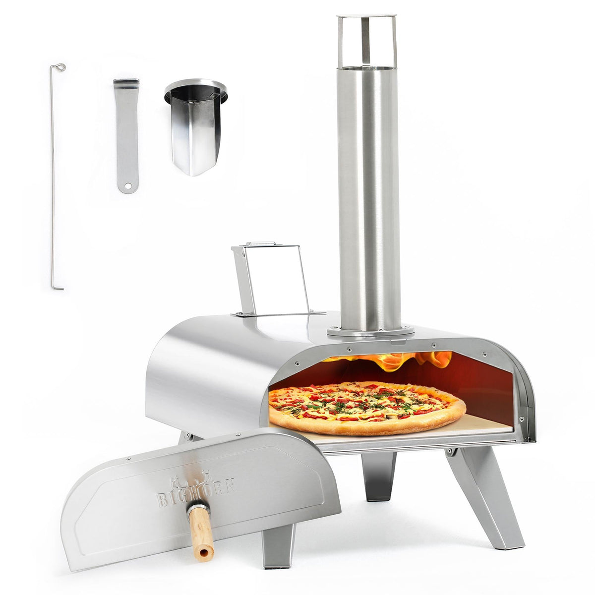 12" Wood Pellet Pizza Oven, Compatible with Gas Burner and Electric Heater Accessories (Sold Separately)