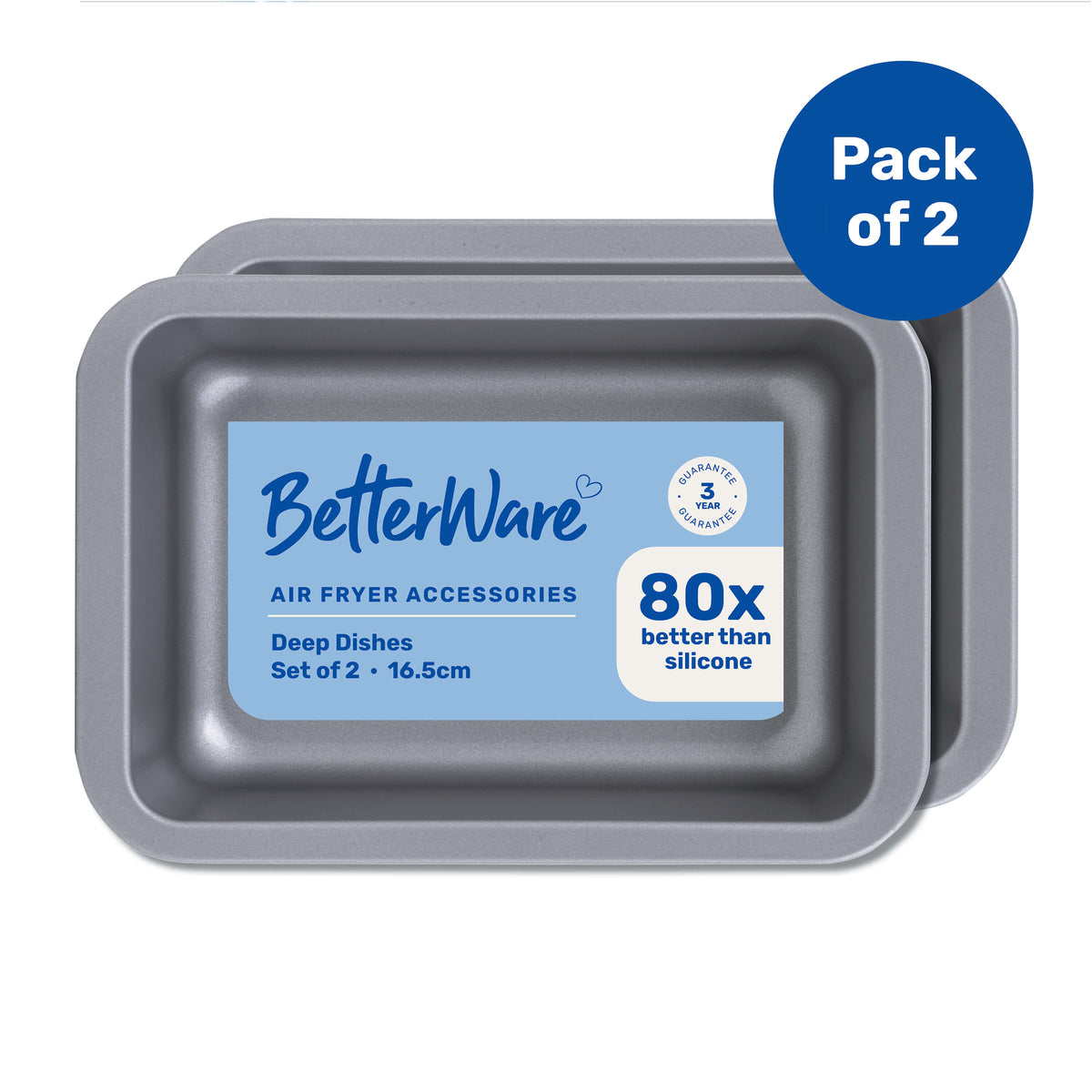 Betterware Air Fryer Accessories Set Of 2 X Premium Coated Rectangular Deep Dishes