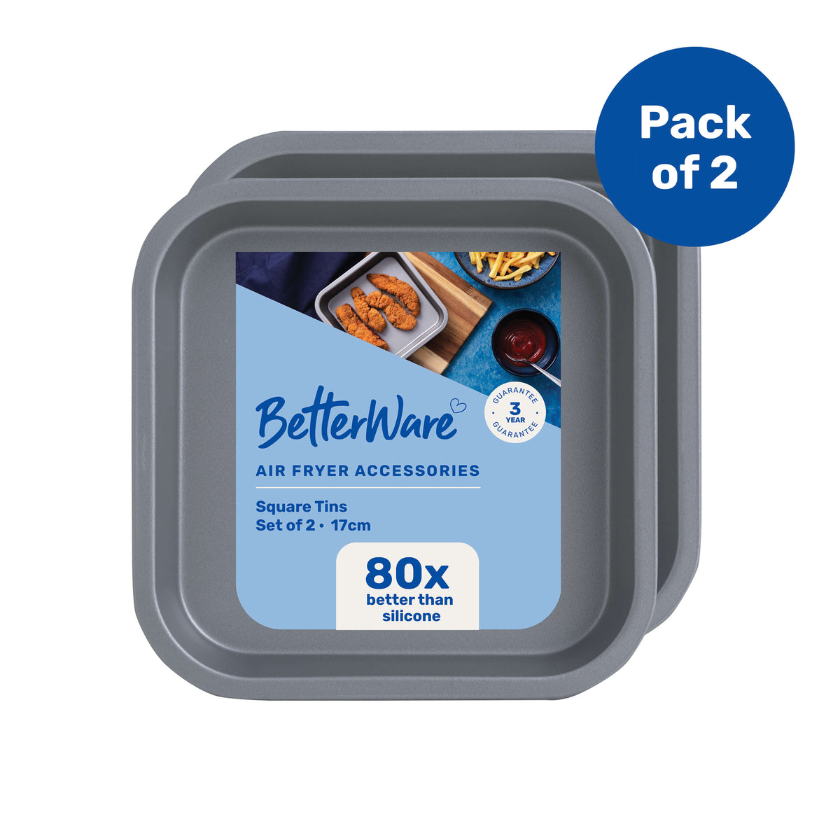 Betterware Air Fryer Accessories Set Of 2 X Premium Coated Square Tins
