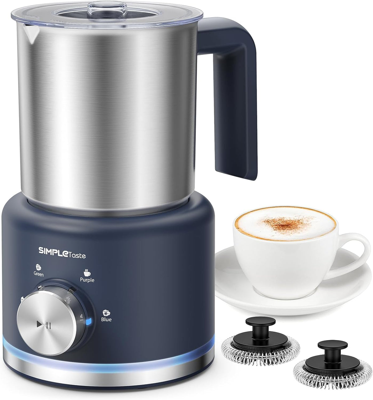 SIMPLETASTE Electric Milk Frother - 4 in 1 Automatic Steamer for Coffee & Lattes | 16.91oz Capacity