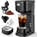 Compact Single-Serve Coffee Maker for Pods or Grounds with One-Button Control and Black or White Finish