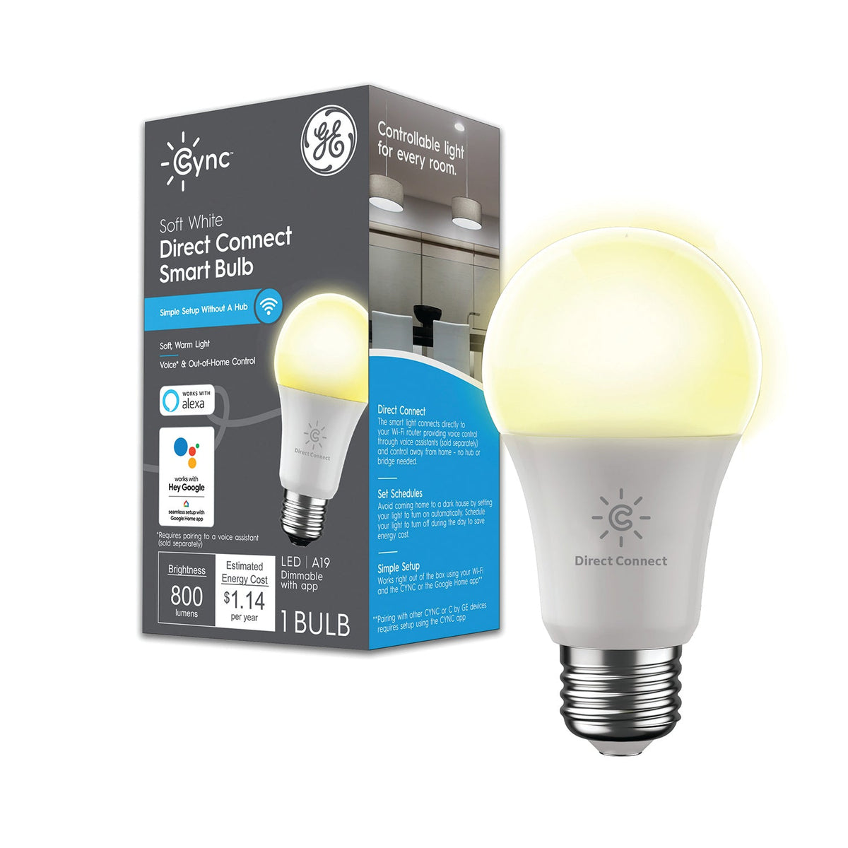 Ge Cync Soft White General Purpose A19 60w Replacement Smart Led Bulbs