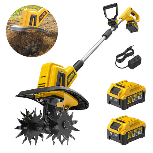 Alloyman 20V 360RPM Cordless Tiller Cultivator with 2 * 4.0Ah Batteries