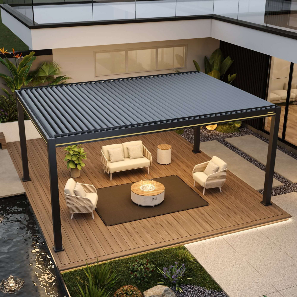 Villa pergola 2.0 - Motorized Louver w/ Edge Lighting