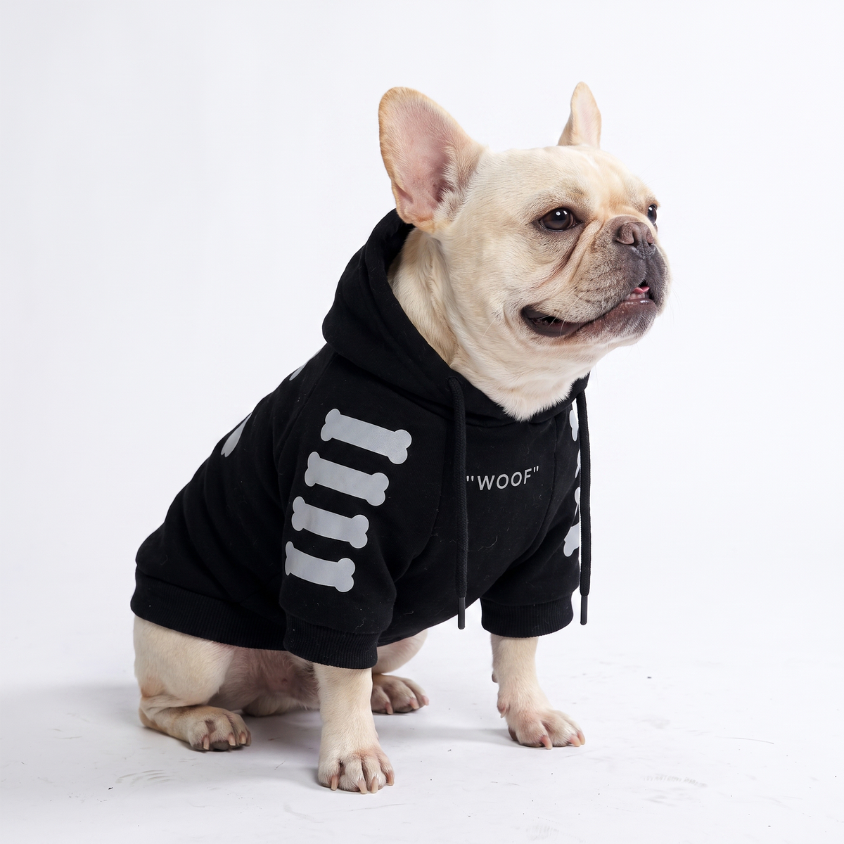 "WOOF" Dog Hoodie - Black & Reflective