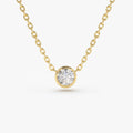 14k Gold Bezel Set Diamond Solitaire Necklace