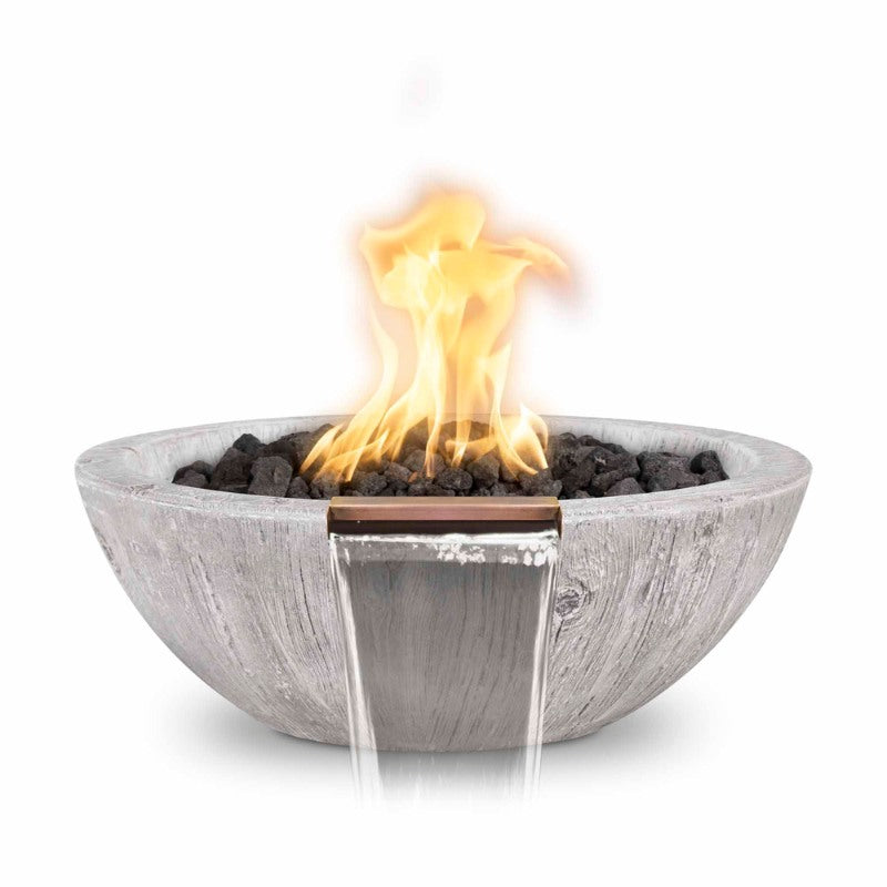 The Outdoor Plus Sedona 27" Fire & Water Bowl - Wood Grain Concrete