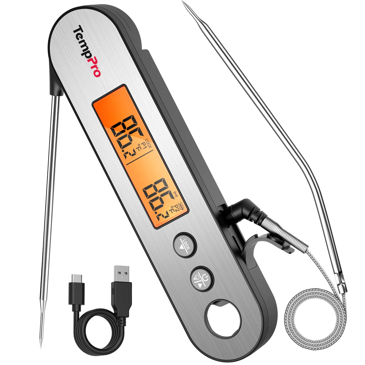 TempPro TempSwift PLUS TP610 Leave-In Meat Thermometer — Oven-Safe Probe, Instant Alarm