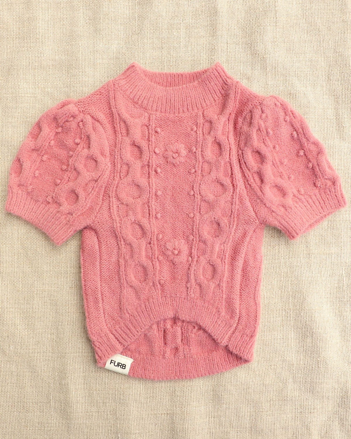 Genevieve Mauve Cable Knit Dog Sweater