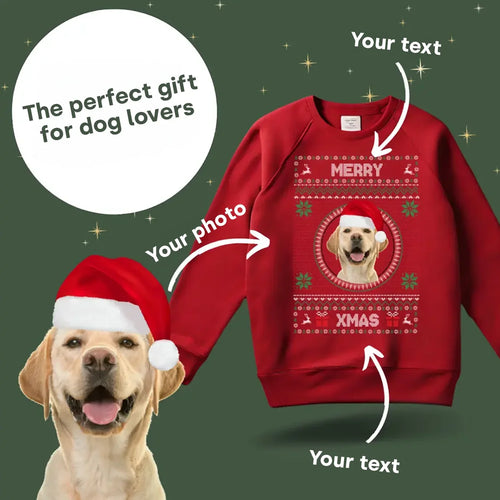 (US) Christmas Sweater mit Foto deines Haustiers