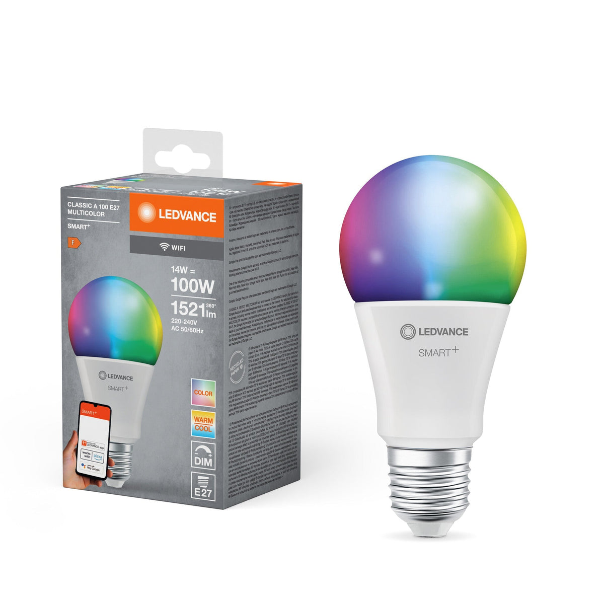 Ledvance Smart+ Wifi Classic Led Lampe Rgbw Fr E27 14w 1521 Lm, 2700…6500 K, Rgbw