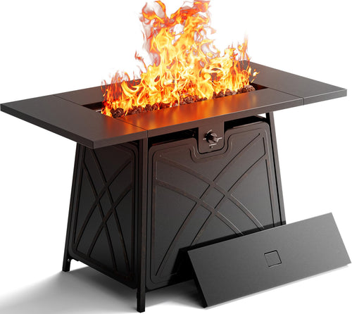 BALI OUTDOORS Propane Fire Pit Table – Large 42-Inch Patio Fire Pit, 50,000 BTU, Black
