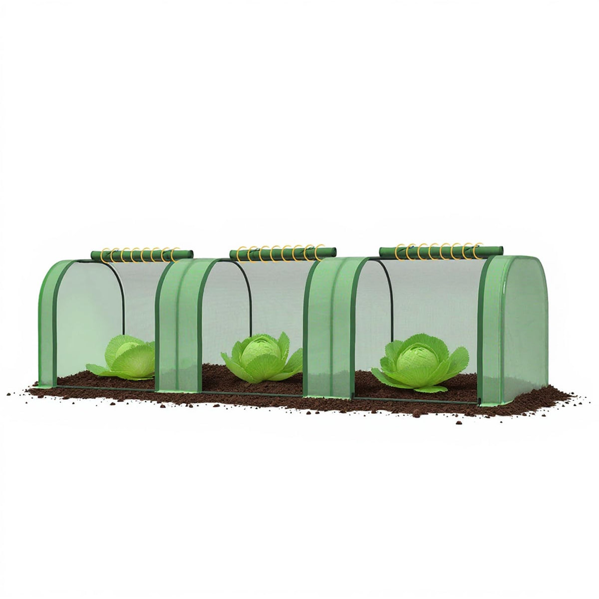 Garvee 10' x 3' x 2.5' Mini Greenhouse for Outdoors, Portable Tunnel Greenhouse with 3 Roll-Up Zipper Doors, PE Cover & Steel Frame for Raised Garden Beds