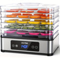 Food Dehydrator Machine 5 Stainless Steel Trays 420W with 48-Hour Timer Temperature Control 95-160°F 360° Airflow BPA-Free Dehydrator for Jerky Herbs Meat Fruit Mushrooms with Recipe Book