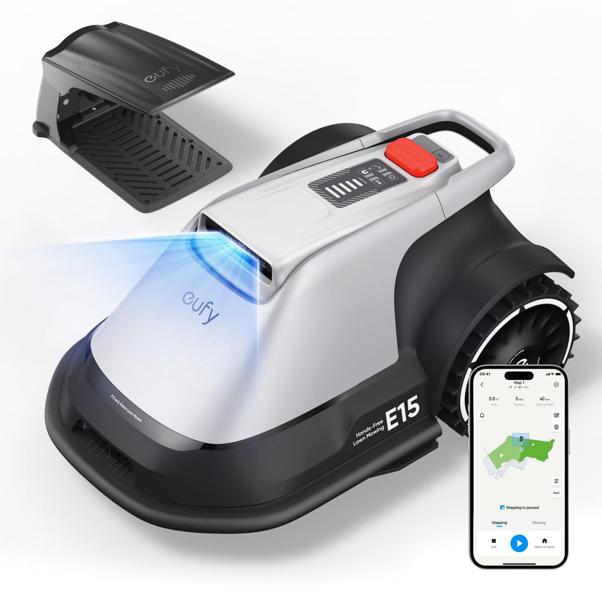 eufy Robot Lawn Mower E15 – Pure Vision Navigation, Auto Mapping, Multi-Zone Control, AI 3D Obstacle Avoidance