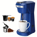Single-Serve Coffee Maker for Pods or Grounds with 6-14oz Fill Labels, One-Button Control and Four Colors