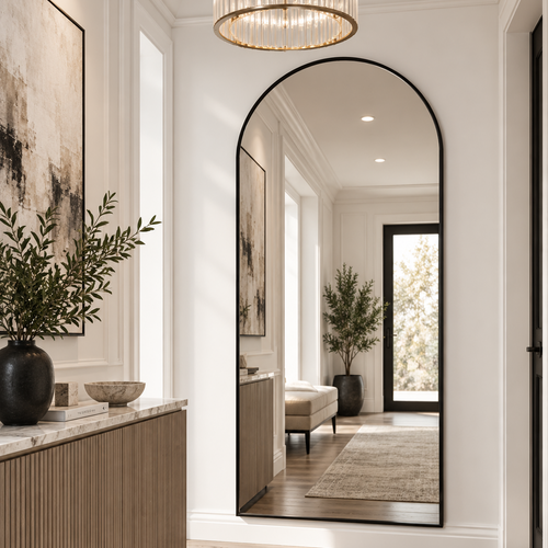 Black Full Length Arch Mirror (71"H x 31"W)
