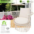 Hanging Swing Chair with Macrame Weave and Armrests for Bedroom