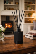 Reed Diffuser: Modern Ribbed Aroma Diffuser - Minimalist Home Fragrance Holder - Neutral Living Room Decor Dec