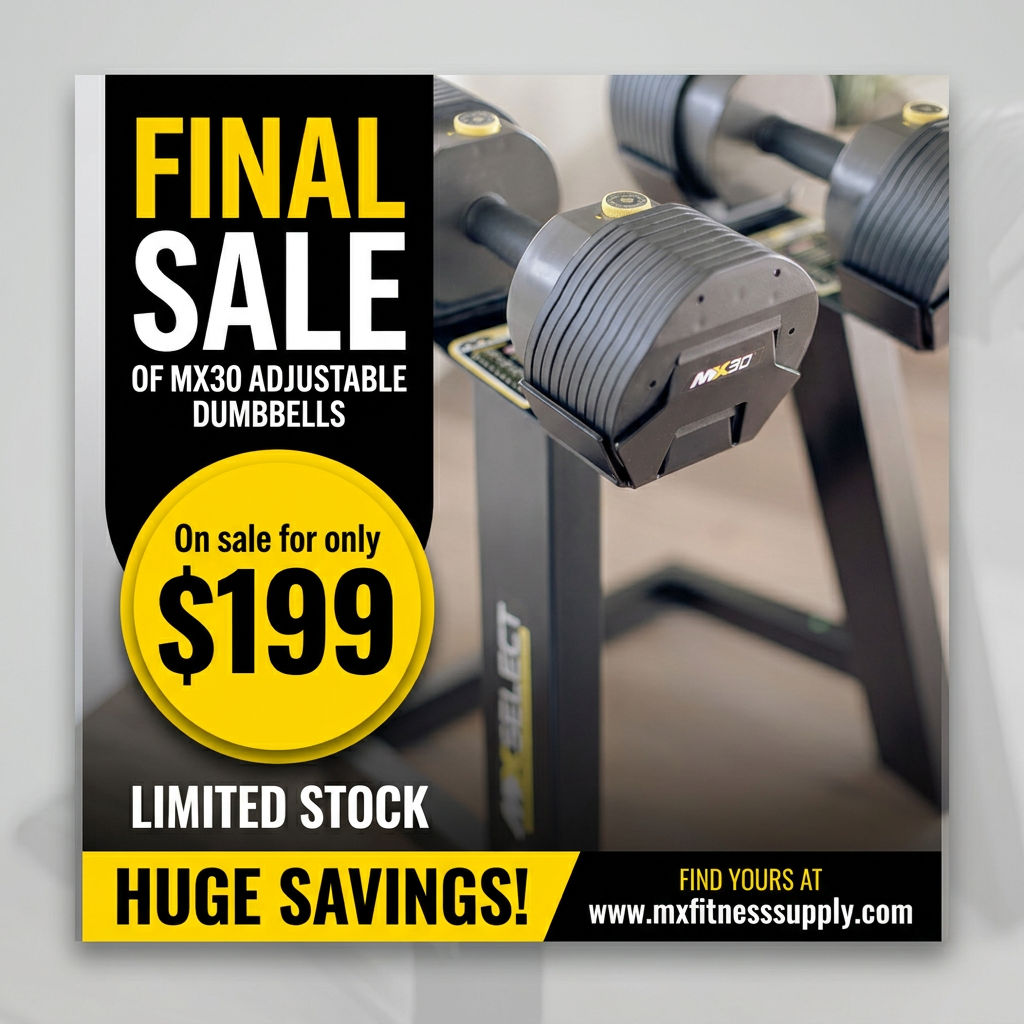 Final Clearance!!!! MX30 Rapid Change Adjustable Dumbbells (7.5 lbs to 30lbs) (Pair)
