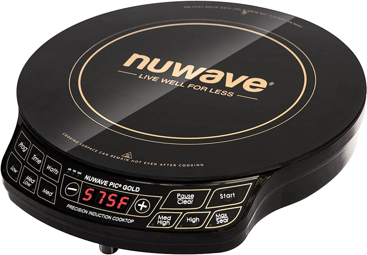 NUWAVE Gold Precision Induction Cooktop – Portable, 8-Inch Heating Coil, 100°F–575°F, 3 Settings, 12” Heat-Resistant Surface