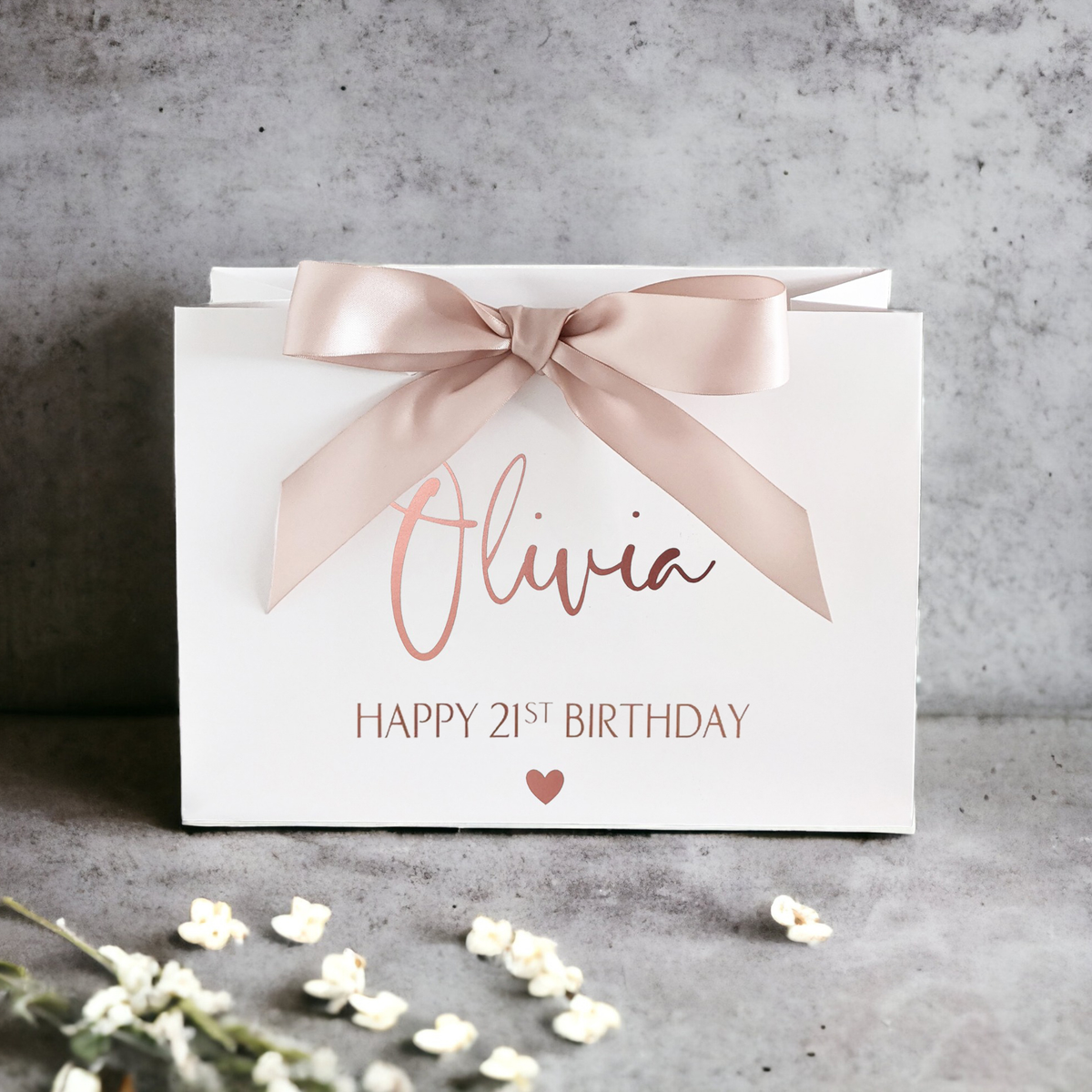 Birthday Gift Bag - Rose Gold Bow