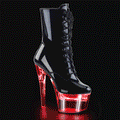 Pleaser Flashdance 1020-7 Womens Light Up 7" Heel, Platform Front Lace Pole Dance Ankle Boots