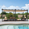 PURPLE LEAF Outdoor Pergola with Retractable Canopy Aluminum Shelter for Porch Garden  Beach Shade Pavilion Pergola Modern Backyard Deck
