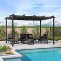 PURPLE LEAF Outdoor Retractable Pergola with Sun Shade Canopy Patio Aluminum Pergola for Garden