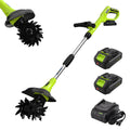 Garvee 20V Cordless Garden Tiller Cultivator, 2 × 2.0Ah Batteries, 9 in Tilling Width, 6.3 in Depth, Black & Green