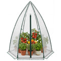 Garvee 54 × 54 × 71 in Mini Walk-In Greenhouse with Transparent PE Cover, Roll-Up Zipper Door, Mesh Window and Steel Frame
