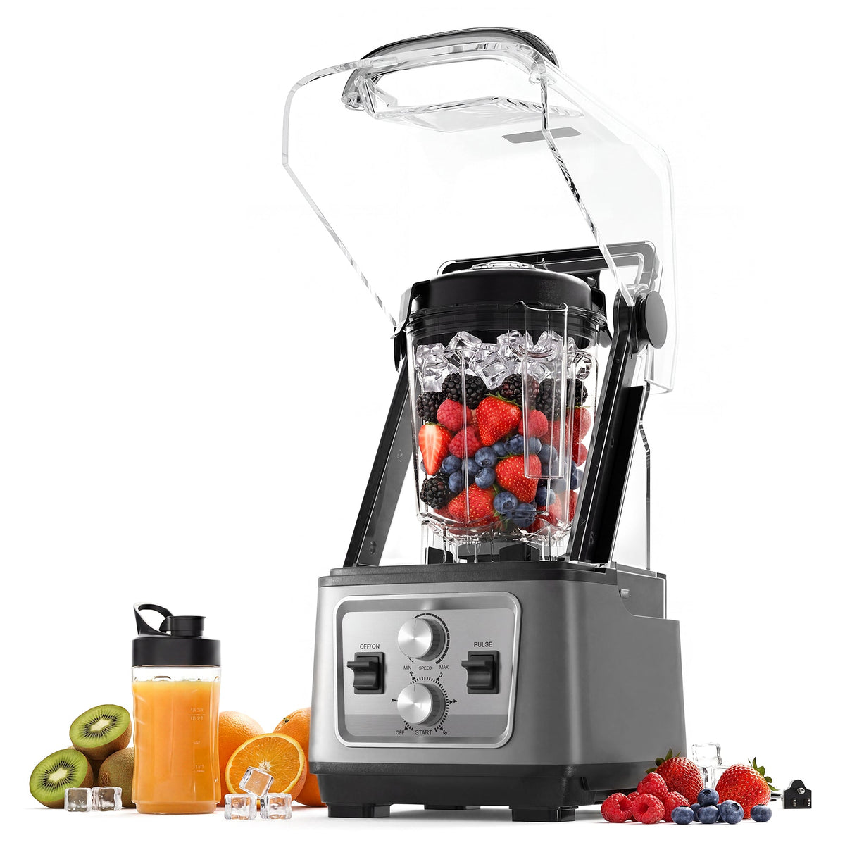 Garvee 68 oz Commercial Blender, Countertop Blender with 9 Speed, Timer, Pulse Function, Food-Grade Stainless Steel, Powerful 26000 PRM, 2200W Max Power for Kitchen/Smoothies/Crush Ice