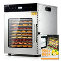 Garvee 12-Tray Digital Food Dehydrator Machine - Adjustable Temperature Control, Timer & Auto Shut-Off, Stainless Steel Trays for Jerky, Herbs, Fruits, Vegetables, Meat, Includes Recipe Book