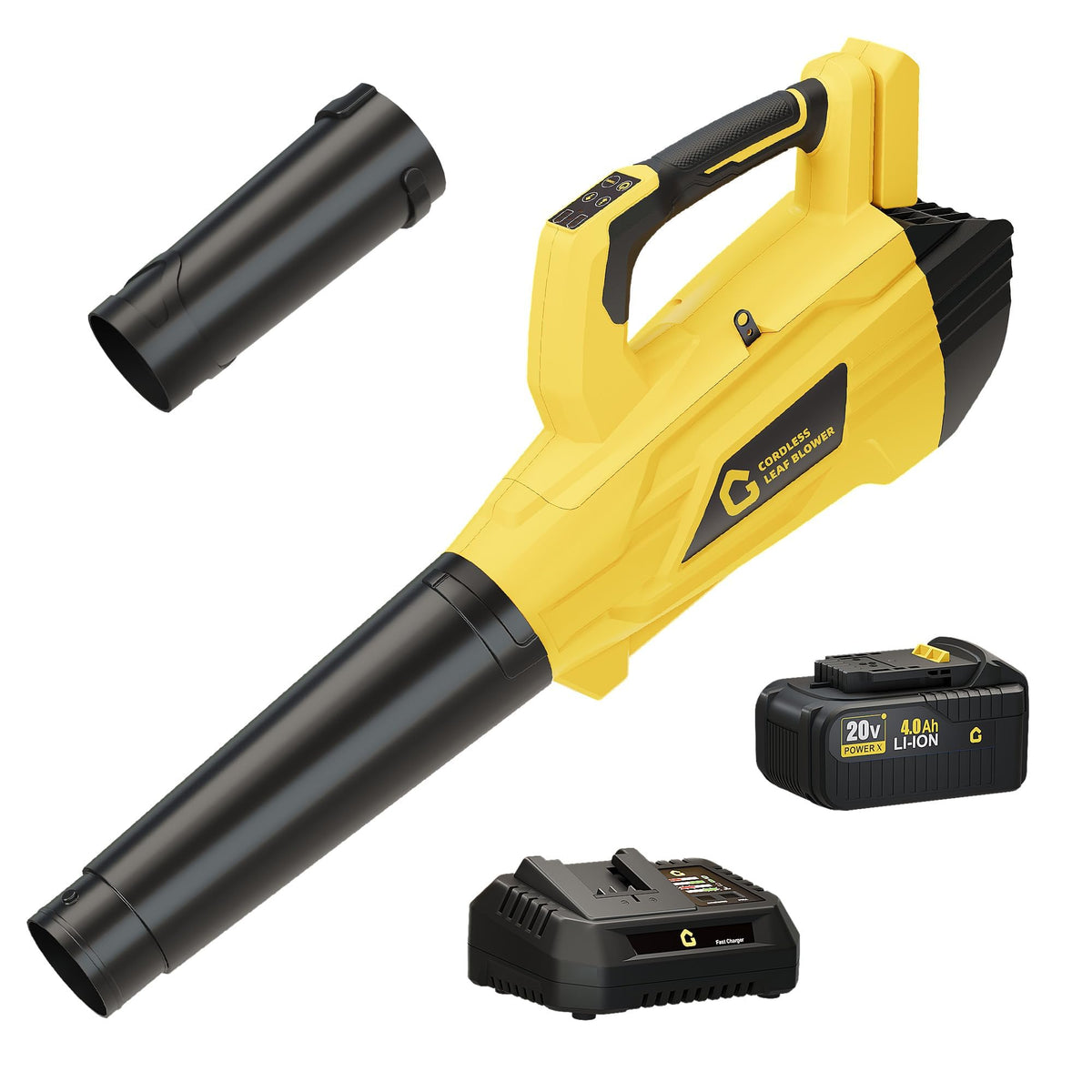 Garvee Powerful 20V Wireless Leaf Blower - 6-Speed Lightweight Electric Blower for Lawn & Garden, Portable Outdoor Yard Tool, Handheld Design, Black & Yellow