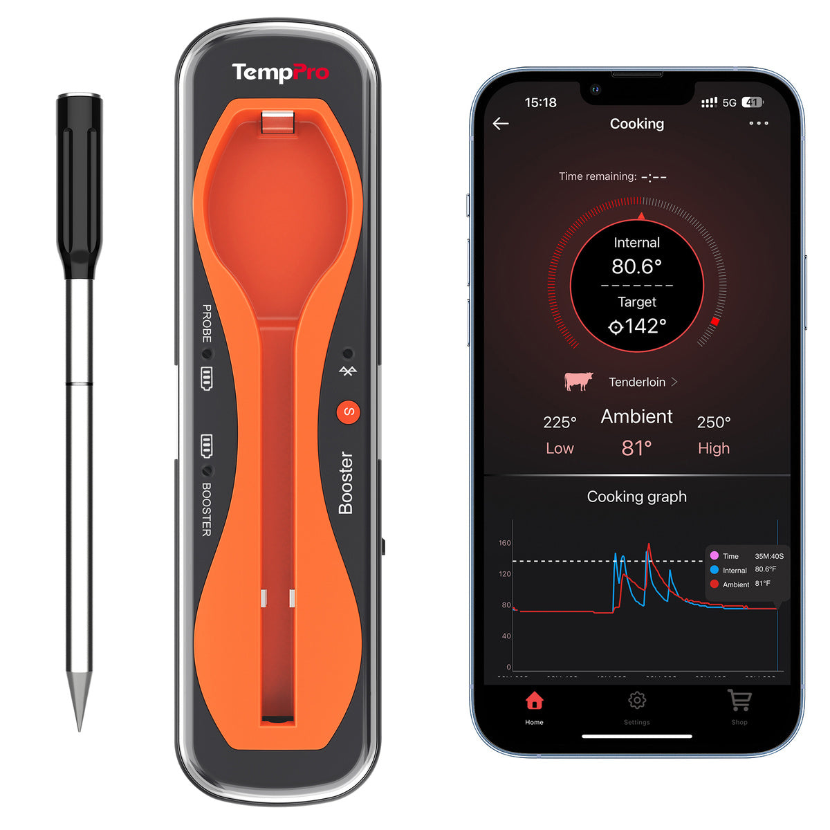 TempPro TempSpike TP960 Smart Wireless Meat Thermometer — Truly Wireless, Bluetooth