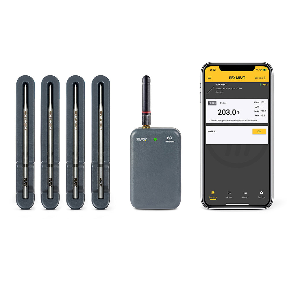 Thermoworks RFX Wireless Probe Starter Kit 4 Probe 1500 Ft Range TX-5600-04